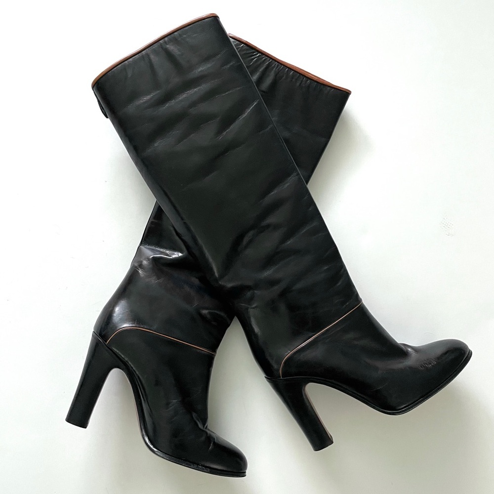 Vintage Bally, Black, Leather, Knee High Boots Sz 5